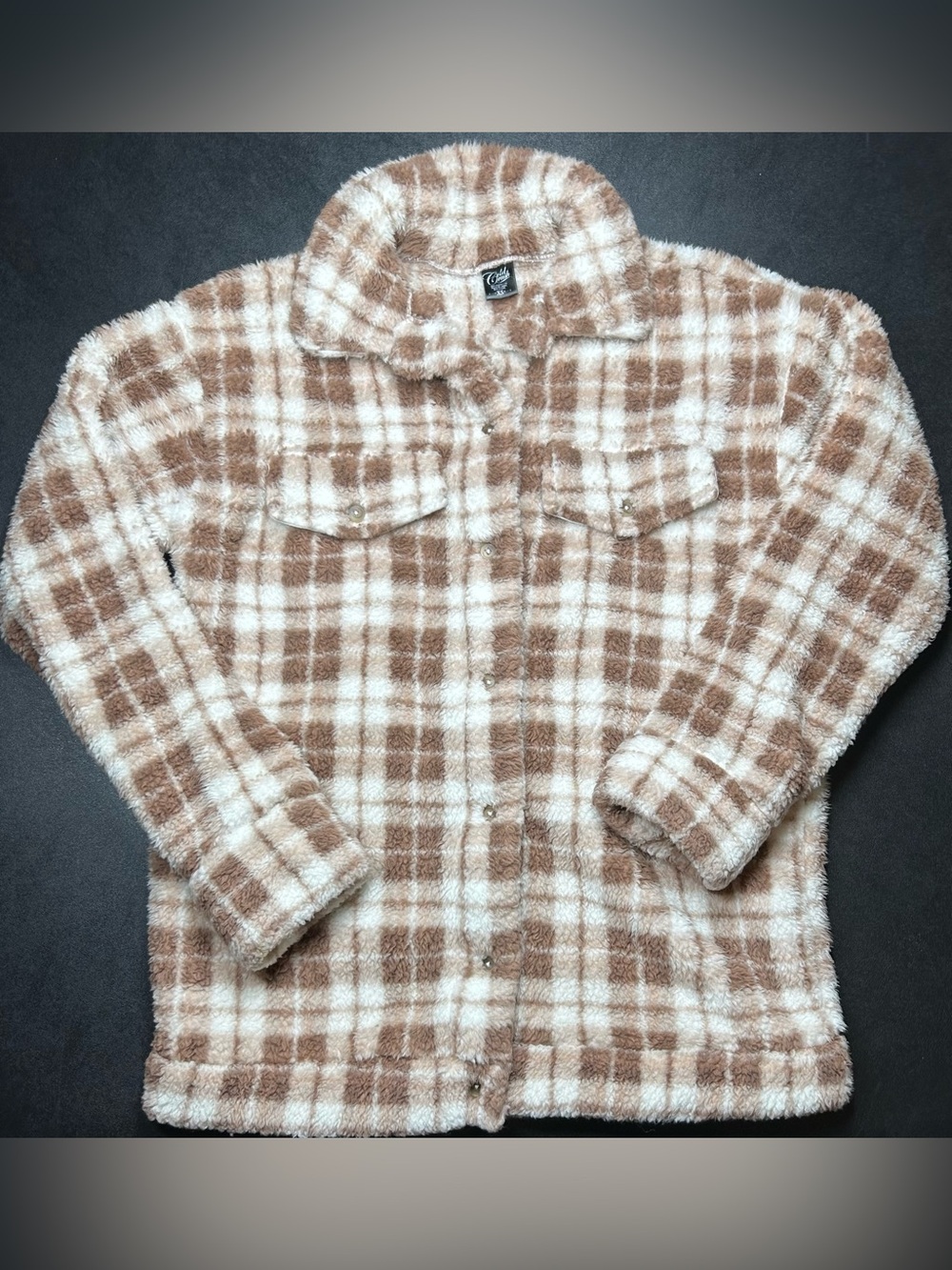Cold Crush Size XS Plaid Sherpa Button-Up Shacket